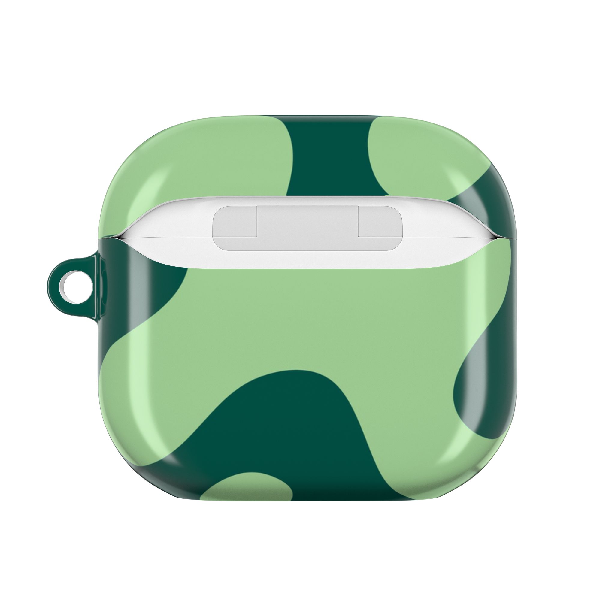 Vibrant green camouflage AirPods case with a sleek design, perfect for protecting your wireless earbuds with style. Durable, stylish, and easy to carry accessories for everyday use.