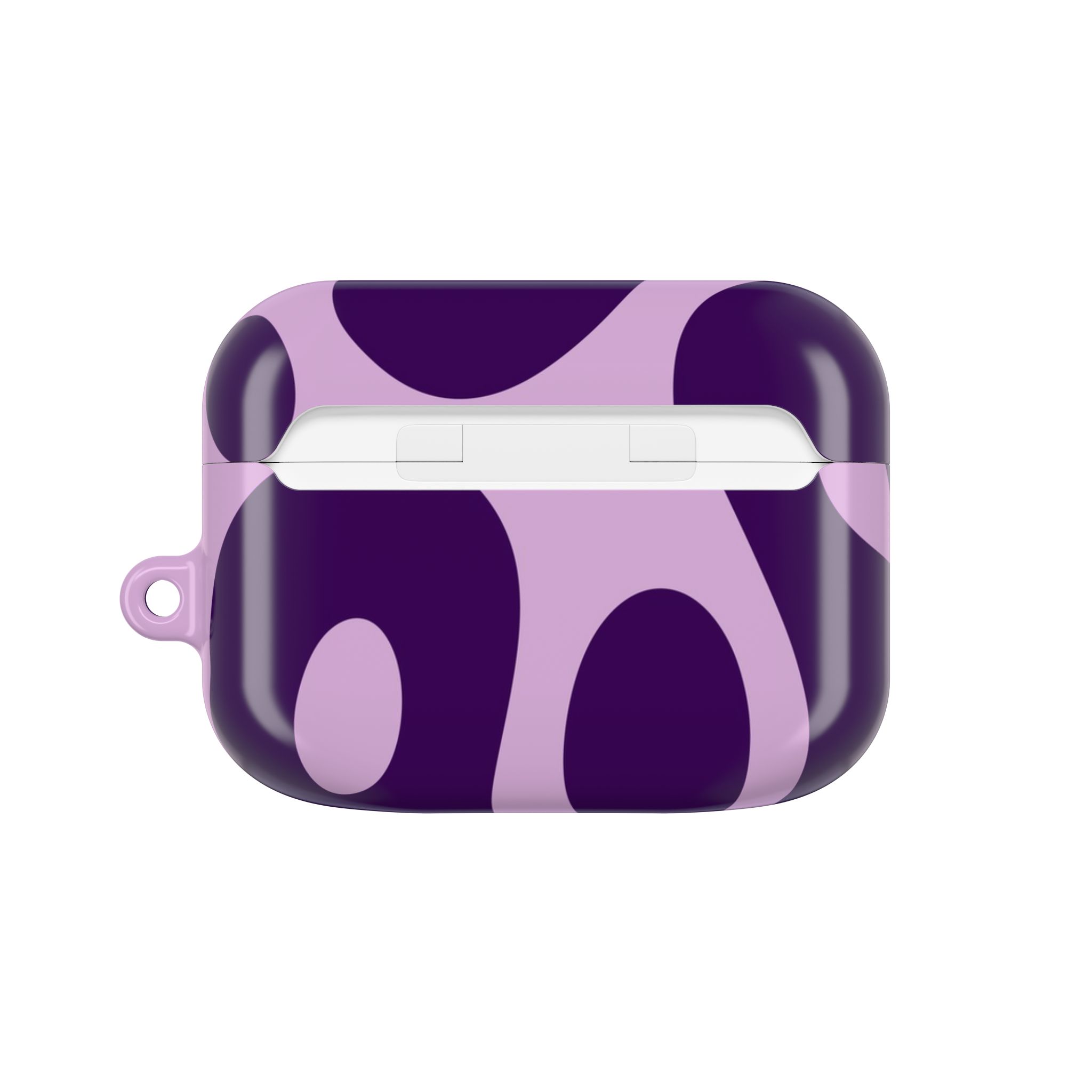 Violet and purple floral patterned AirPods case cover with a unique abstract design, perfect for protecting and personalizing your Apple AirPods. Durable and stylish accessory for AirPods users.