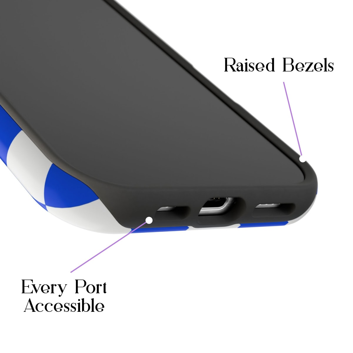 Raised bezel design on smartphone for enhanced protection and durability.