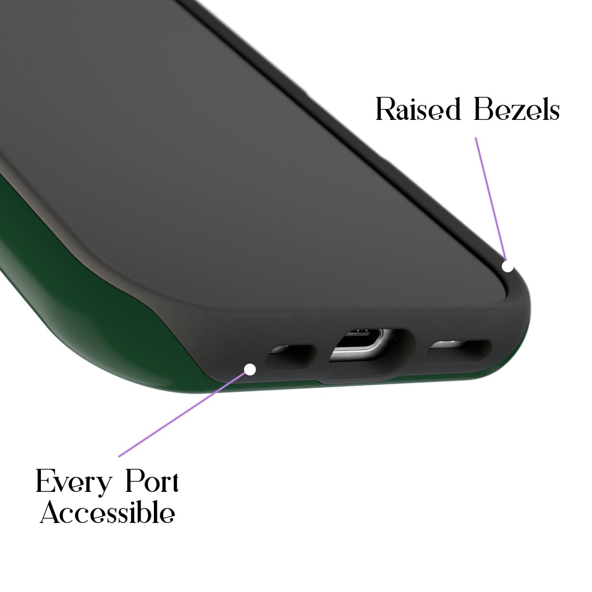 Wireless charging phone with raised bezels for screen protection and accessible ports, showcasing sleek modern design and durable features for everyday use.