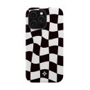 Checkerboard pattern phone case with black and white squares, designed for stylish protection and aesthetic appeal. Perfect for smartphone customization and fashion-forward users.