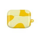 Vibrant yellow and white patterned protective case for AirPods, featuring a modern abstract design. Perfect for adding style and protection to your wireless earbuds. Suitable for all AirPods models.