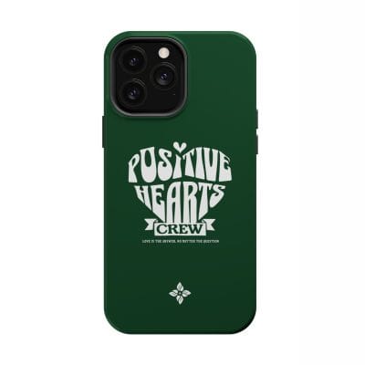 Positive hearts phone case with motivational quote; stylish, protective phone accessory featuring encouraging message and floral design for positivity and love.