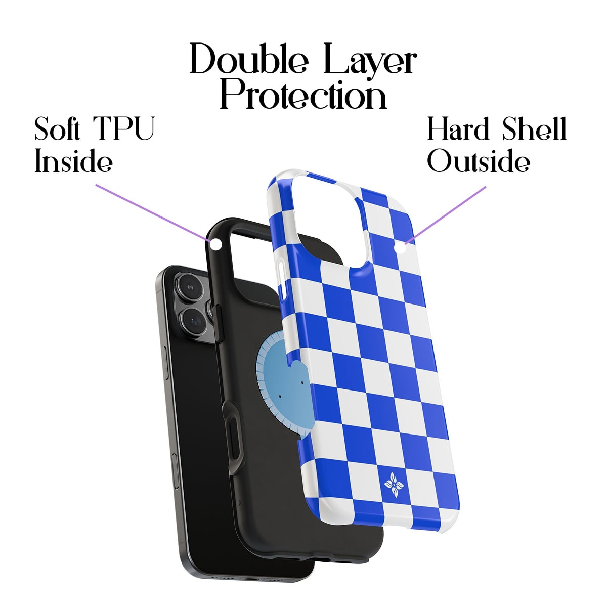 Soft TPU inner layer with hard shell outside protects smartphone from drops and scratches.
