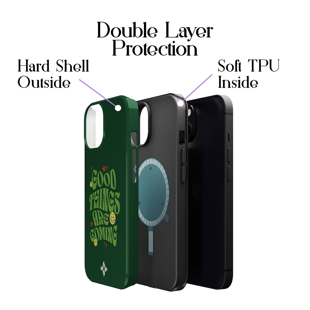 Reflects protective phone cases with dual-layer design, hard shell outside, and soft TPU inside, offering maximum durability and style for iPhone models.