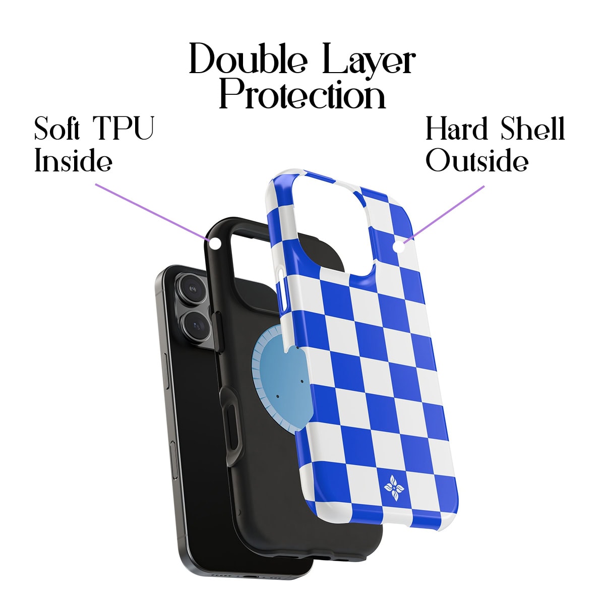 Wireless phone case with double-layer protection, featuring a soft TPU inner layer and a tough hard shell outside, designed for durability and style.