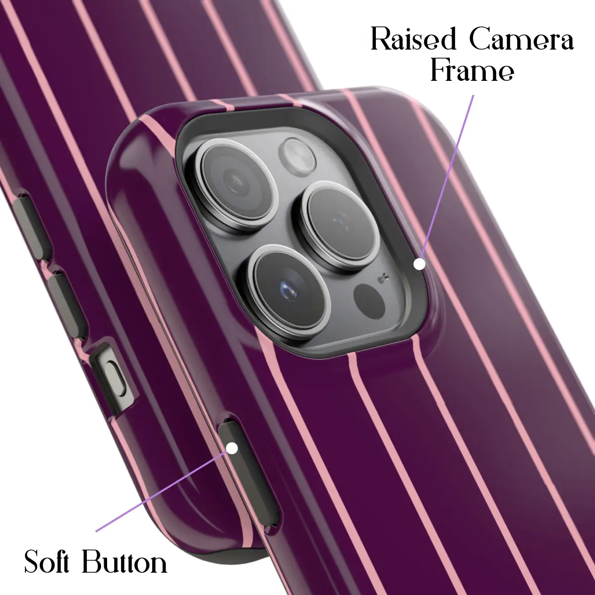 Blackberry Pinstripe - iPhone 15 Pro Case - Image 3