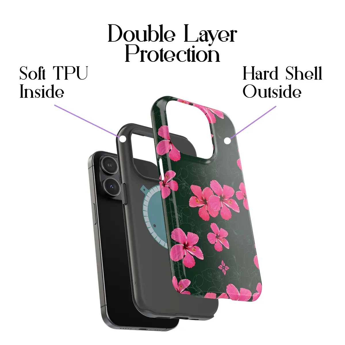Night Hibiscus – iPhone 15 Pro Case - Image 3