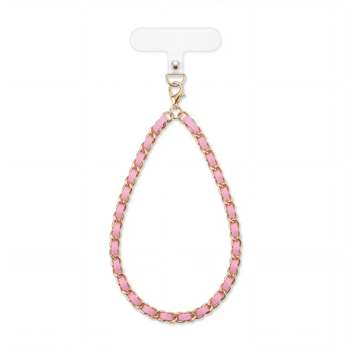 Pink Leather Chain Phone Charm