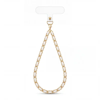 White Leather Chain Phone Charm